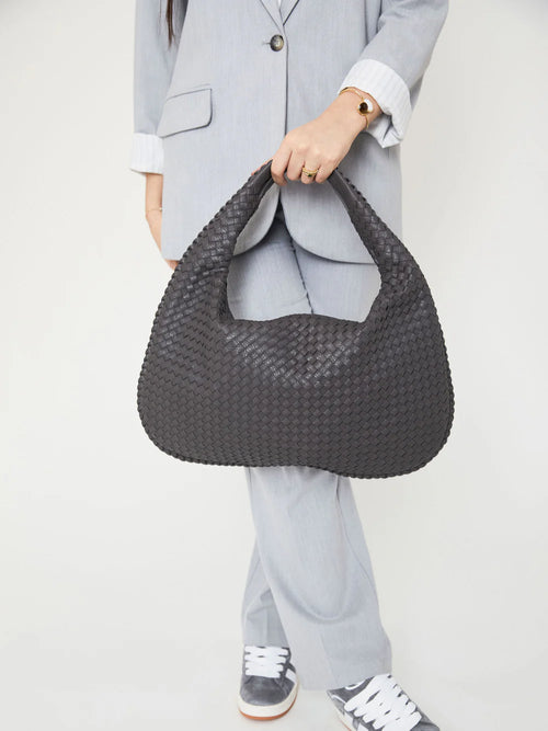 SAC EN CUIR QUOTIDIEN - GRIS FONCÉ