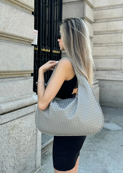 SAC EN CUIR QUOTIDIEN - GRIS CLAIR