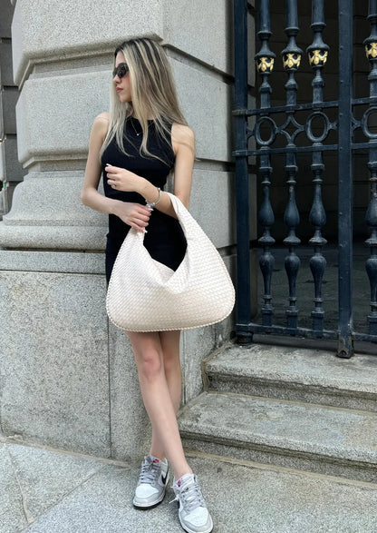 SAC EN CUIR QUOTIDIEN - BLANC CASSÉ