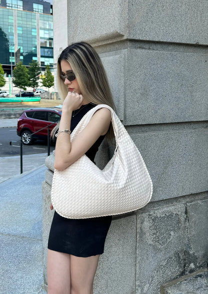 SAC EN CUIR QUOTIDIEN - BLANC CASSÉ